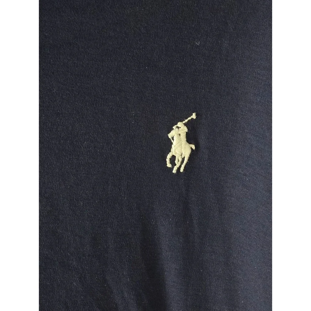 Polo Ralph Lauren Men's Small Logo White Pony Shirt Navy Blue Pima Soft